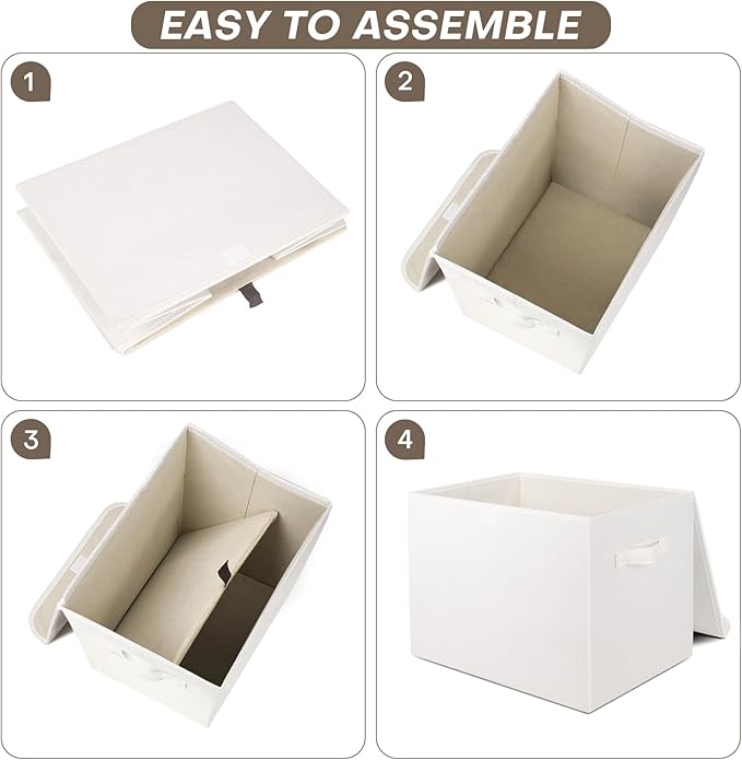 Large 22 Quart Linen Fabric Foldable Storage Bin Cube Organizer Basket - Image 5