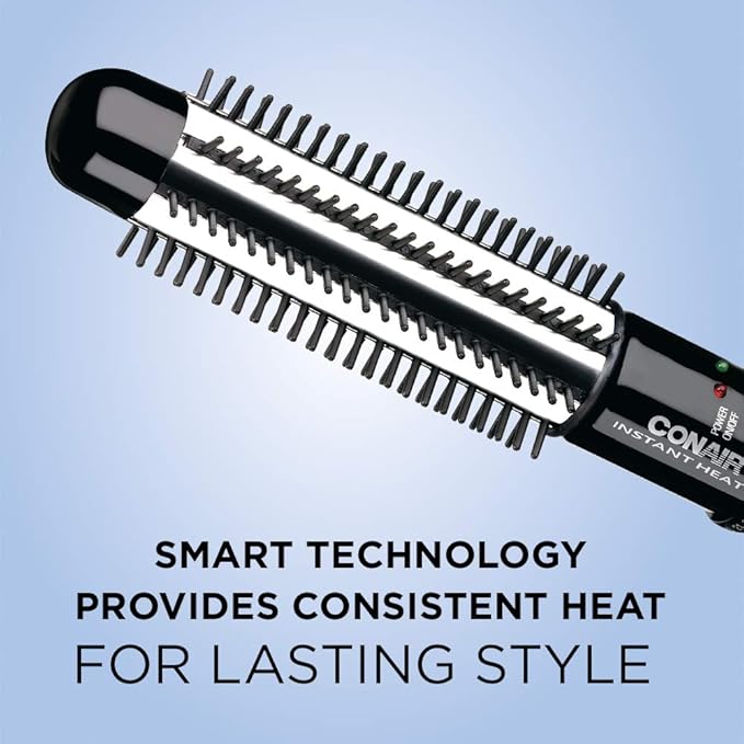 Conair Instant Heat Curling Iron Brush,1 1/4-Inch Barrel Curling Brush for Short Hair,30-Second Heat-Up with 25 Heat Settings for All Hair Types,Black,(Pack of 4)