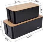 2 Pack Large Cable Management Box – Wooden Style Cord Organizer Box and Cover - Image 3