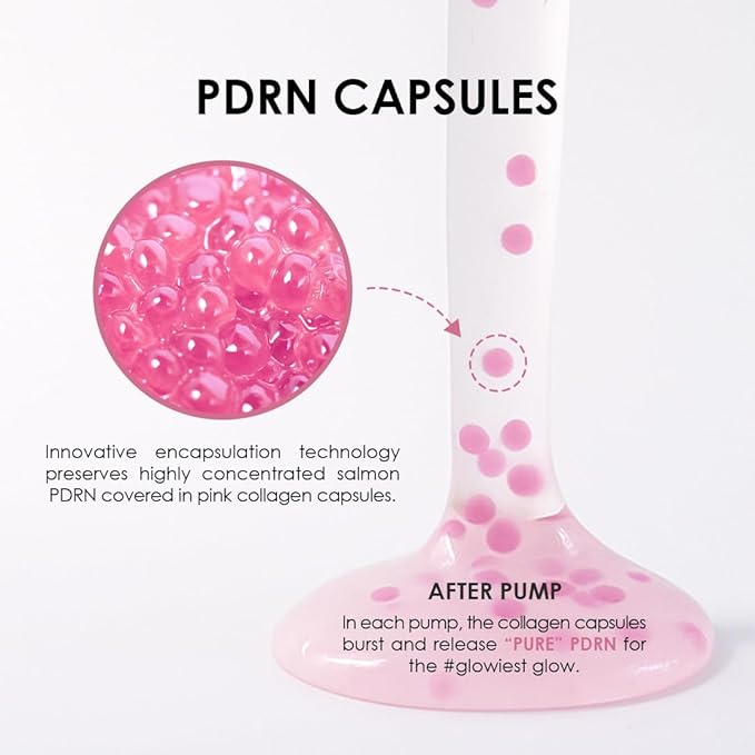 glowiest PDRN Capsule Glow Serum – Encapsulated PDRN + Collagen + Snail Mucin, Hydrating Serum for Youthful Glow, 300Da Collagen, 50ml
