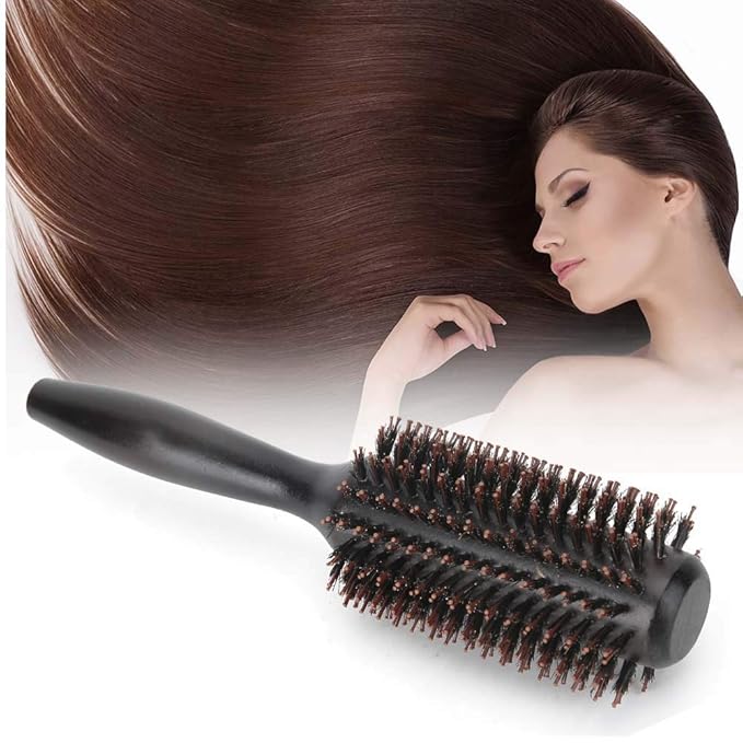 Boar Round Styling Hair Brush Wood Roller Round Comb Heat Anti Static Hairdressing Comb Blow Dryer & Curling Roll Hairbrush