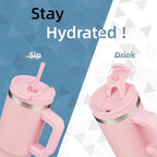 40 oz Tumbler with Handle and 2 Straws, 2 in 1 Lid Insulated Water Bottle - Image 2