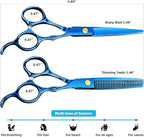 Professional Hair Cutting Scissors Sets Stainless Steel Barber Hairdressing Scissors Multifunctional Salon Thinning Scissors Straight Shears Tools for Men Women Home Use (Blue)