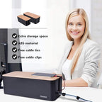 2 Pack Large Cable Management Box – Wooden Style Cord Organizer Box and Cover - Image 4