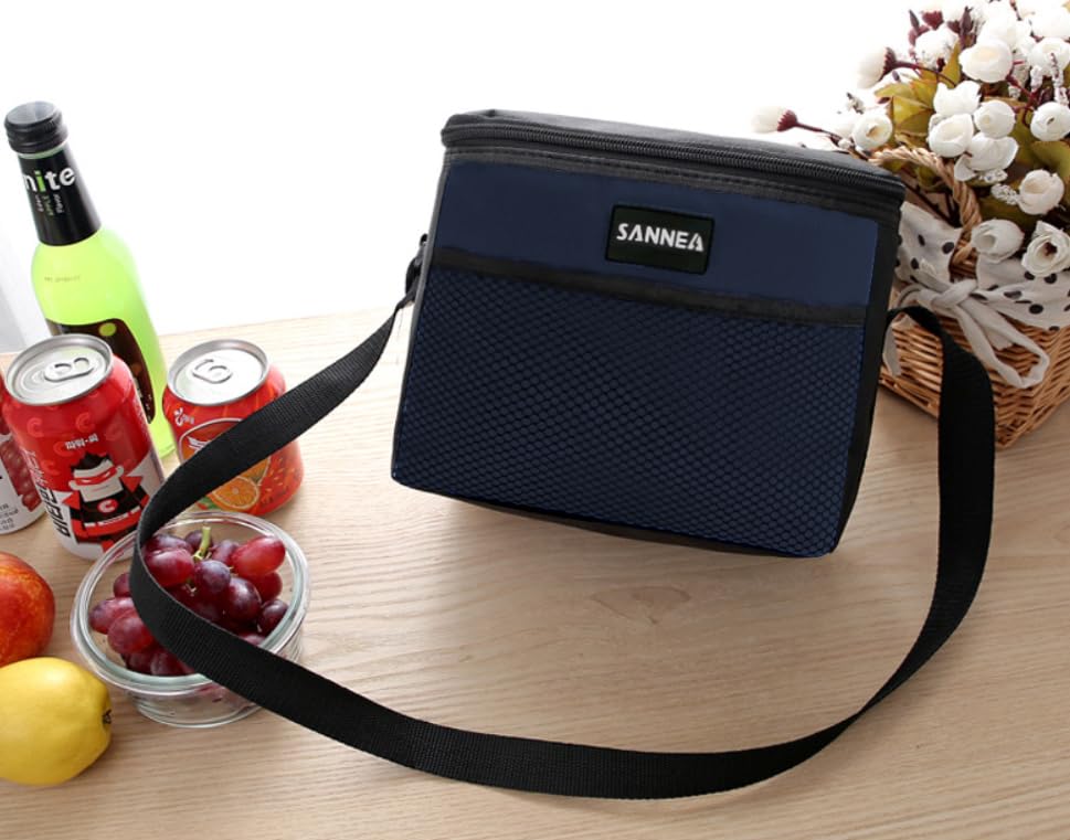 6 Can Lunch Bag for Men Women Soft Collapsible Small Cooler Portable Insulated Lunch Box Food Cool Containers for Everyday Work Travel Picnic (Navy Blue)