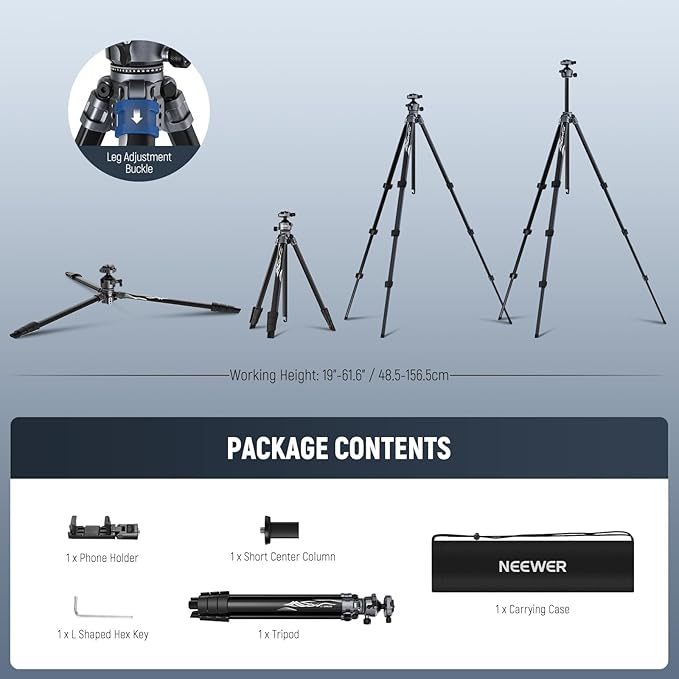 NEEWER LITETRIP LT07 61" Aluminum Travel Tripod - Image 9