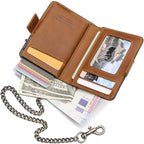 Mens Wallet Card Holder: Pop Up Aluminum Case, Genuine Leather, RFID Blocking - Image 3