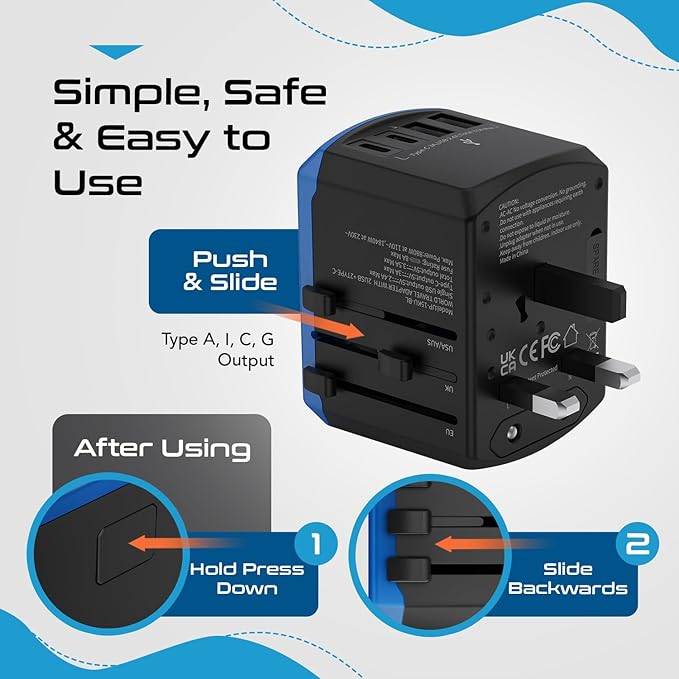 Ceptics Universal Travel Adapter, 5 in 1 Universal Laptop Charger - Image 8