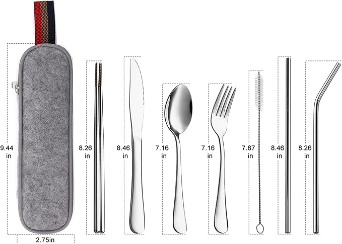 DEVICO Portable Utensils, Travel Camping Cutlery Set, 8-Piece including Knife - Image 2