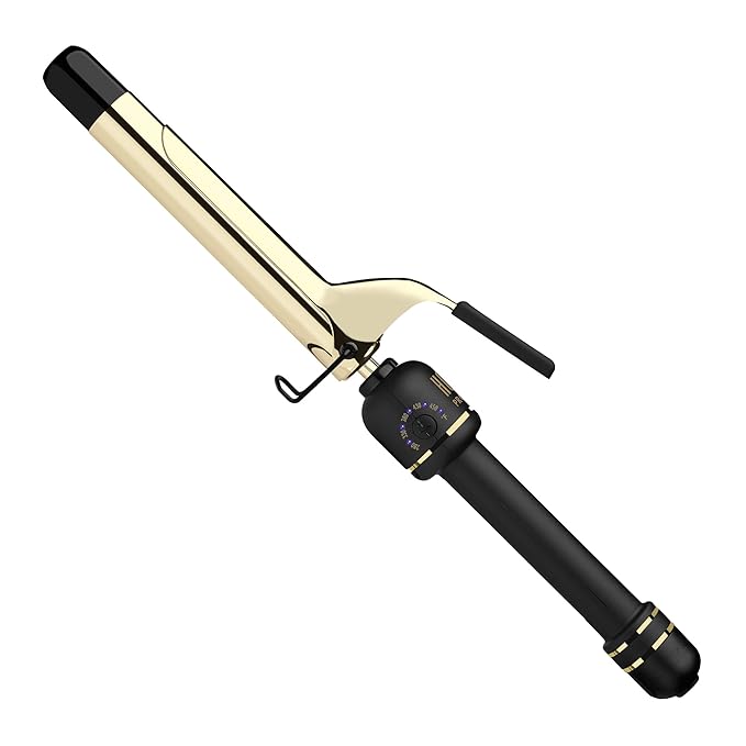 HOT TOOLS 24K Gold Professional Extended Barrel Curling Iron with Clamp for Bouncy Curls - 24K Gold Technology for_Long-Lasting Results & Longer Barrel for Easy Styling 1" (Pack of 6)