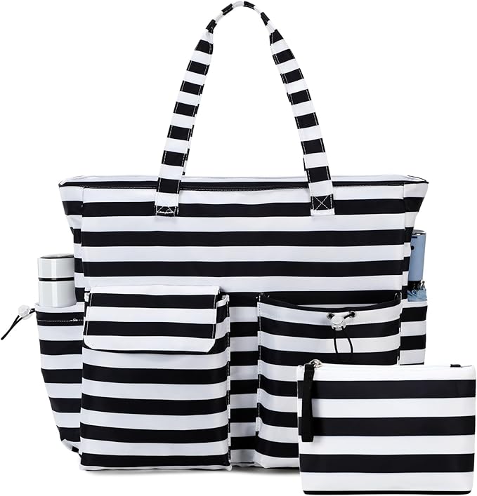 LEDAOU Large Beach Tote Bag Women Waterproof Sandproof Zipper Beach Tote Bag by LEDAOU