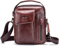 KPYWZER Genuine Leather Shoulder Bag Small Men Messenger Pack Handbag Sling by KPYWZER