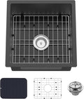 Small Black Kitchen Sink, 18x18 Inch Stainless Steel Undermount Drop In by FAUENPEEY