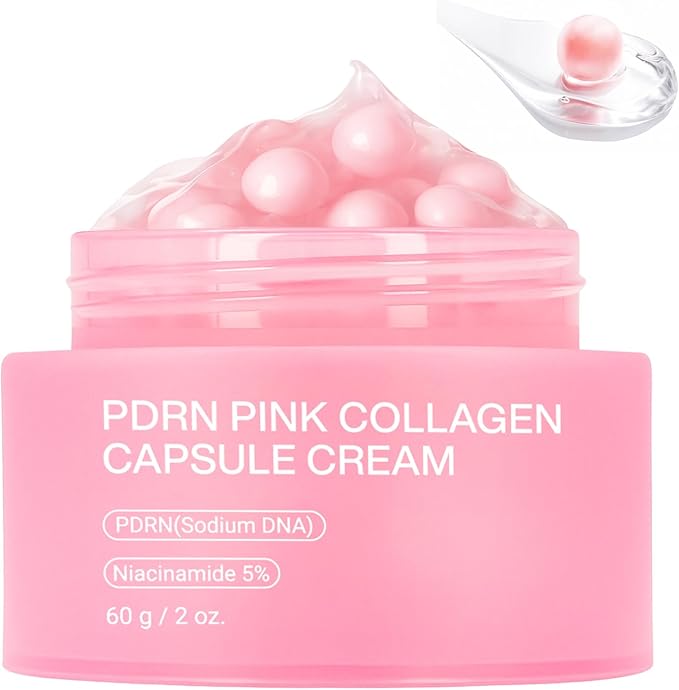 PDRN Pink Collagen Capsule Cream – Salmon PDRN - Dual Texture Barrier Repair Moisturizer | Salmon DNA + 5% Niacinamide 2oz