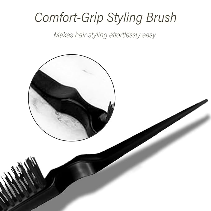 3-Piece Hair Styling Comb Set: Teasing Brush, Rat Tail Comb, Edge Brush for Women's Styling
