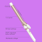 Conair Double Ceramic 1-Inch Long Barrel Curling Iron, 1-Inch Barrel Creates Classic Curls to Loose Waves, Hair Curler for Use on Short, Medium, & Long Hair, White/Rose Gold