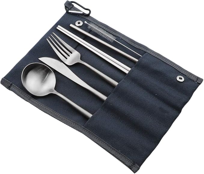 Gugrida Reusable Travel Utensils, 7 Pieces Portable 18/10 Stainless Steel - Image 7