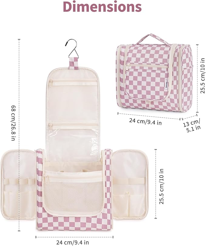 Narwey Checked Hanging Travel Toiletry Bag - Image 5