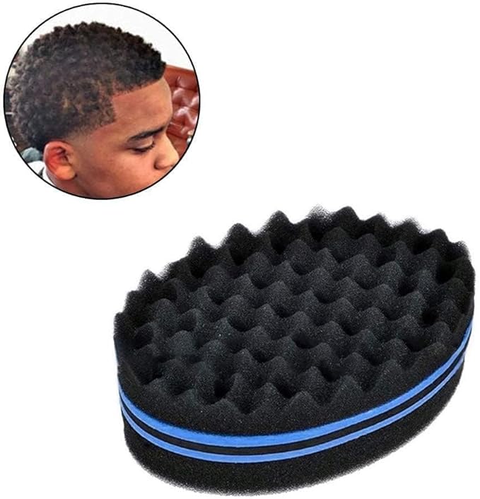 Black Magic Barber Sponge Brush Curl Twist Hair Sponge Big Holes Double-Sided Comb Twist Hair Wave Brush Afro Curling Coil Care Tool Dreads Locking Suitable For Curly Hair Brushes Styling Tools