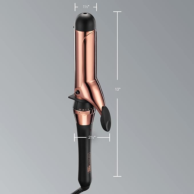 INFINITIPRO BY CONAIR Rose Gold Titanium 1 1/2-Inch Curling Iron, 1 ½ inch barrel produces soft waves – for use on medium and long hair