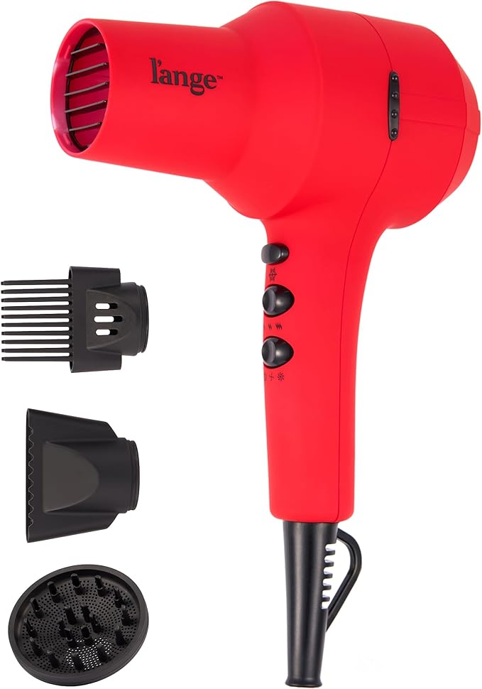 L'ANGE HAIR PowerStyle Turbo Ionic Hair Dryer | 1875 Watt Professional Blow Dryer with Diffuser & Concentrator | Multiple Heat & Speed Settings for Fast Drying | Salon-Grade Styling Tools, Red