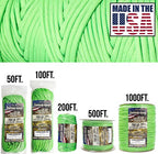 750 Paracord Military Grade Nylon Rope (Neon Green / 200 Ft.)