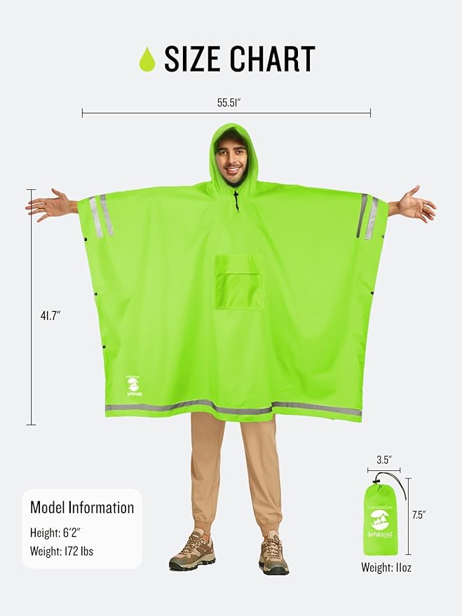 SaphiRose Hooded Rain Poncho Waterproof Raincoat Jacket - Image 6