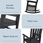 Psilvam Oversized Outdoor Rocking Chair Set of 2, Porch Rocker - Image 6