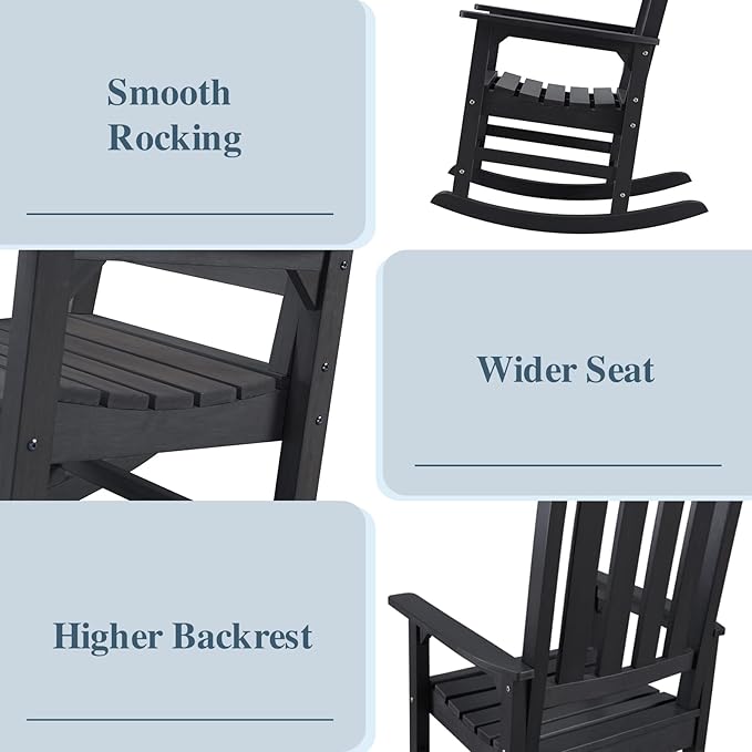 Psilvam Oversized Outdoor Rocking Chair Set of 2, Porch Rocker - Image 6