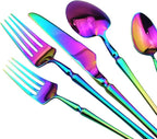 Gugrida 20 piece Rainbow Flatware Set 304 Stainless Steel Fork Spoon Cutlery - Image 4