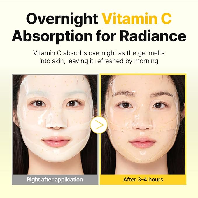 GOODAL Green Tangerine Vita C Gel Mask, Deep Moisturizing Hydrogel Essence, Vitamin C Face Mask for Glass & Glow Skin, Overnight Facial Mask, Jelly Mask for Sensitive Skin, Korean Skin Care, 5EA