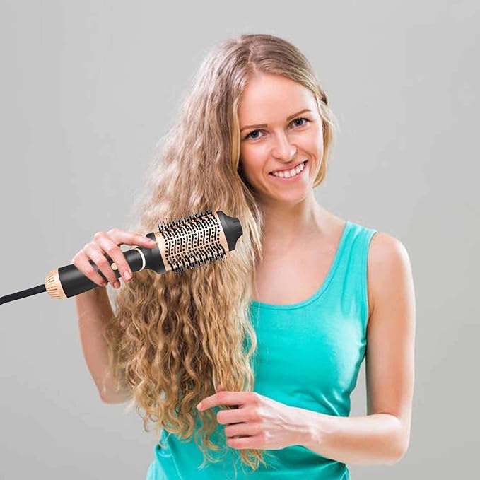 Roewol Nil Hair Dryer Brush, 4-in-1 Styling Tool, Compact, Gold