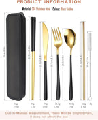 AARAINBOW 6 Pieces 18/8 Stainless Steel Flatware Set Portable Reusable Cutlery - Image 2