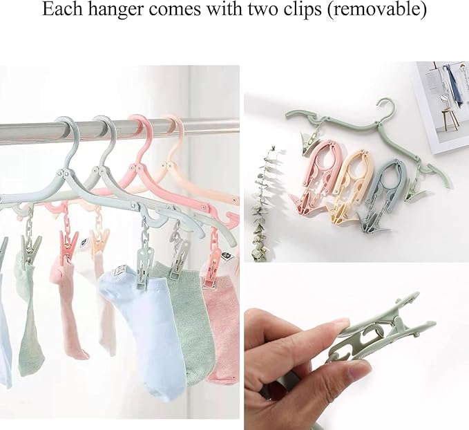 24 Pcs Travel Hangers with 48 Pcs Clips, Portable Folding Clothes Hangers - Image 6