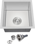 15 x 15 Inch Undermount Kitchen Sink, T-304 Stainless Steel Handmade Single by DROPINKITCHENSINK