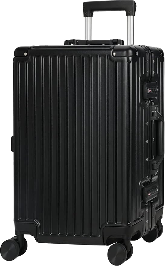 AnyZip Luggage Aluminium Frame Suitcase Hard Shell TSA Lock No Zipper 28In Black by YourBestTravelChoice