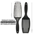 Curved Vented for Blow Drying - Boar Bristle Brush (Medium) with Comfortable Handle - Soft Bristle Brush for Thick and Fine Hair - Natural Boar Bristles for Women, Men & Kids - White