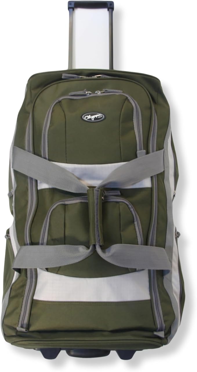 Olympia U.S.A. 29 inch Jumbo Size 8 Pockets Wheeled Rolling Duffel Bag Water by OlympiaUSA
