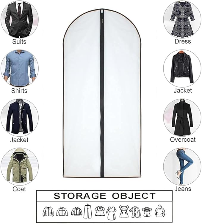 Garment Bags for Hanging Clothes Black Side Breathable Garment Bag Clothes - Image 3