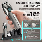 5-in-1 Electric Beard Trimmer Body Hair Trimmer Kit, Professional Cordless Hair Clippers for Men Rechargeable, IPX7 Waterproof Mens Grooming Kit for Face, Mustache, Body, Nose, Gifts for Men (Silver)