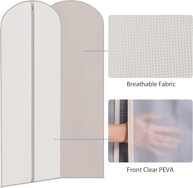Zilink 65'' Dress Bags for Gowns Long Clear Garment Bags for Hanging Clothes - Image 5