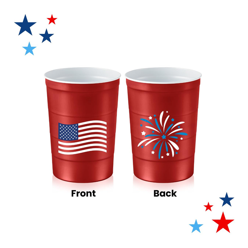 16 oz. Reusable Party Cups (Patriotic Red / 12 Count)