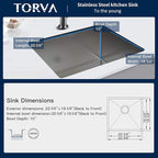 TORVA 22-Inch Undermount Kitchen Sink, Premium 304 Stainless Steel Bar Sink - Image 4