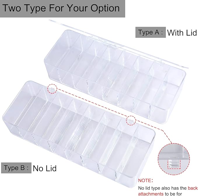 Acrylic Electronics Organizer-8 Sections Clear Cable Storage Bin Box, Cord - Image 4