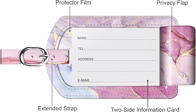 FINTIE 2 Pack Luggage Tags, Leather Name ID Labels - Image 4