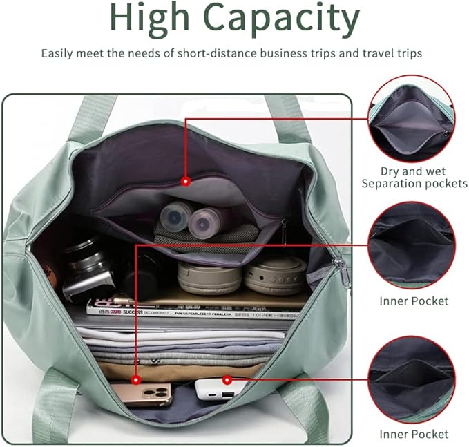Large Capacity Foldable Travel Bag Expandable Portable Carry on Bag Dry&Wet - Image 4
