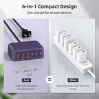 USB C Charger Block, 100W GaN 6 Port PD USB C QC USB A Wall Charger Adapter - Image 4