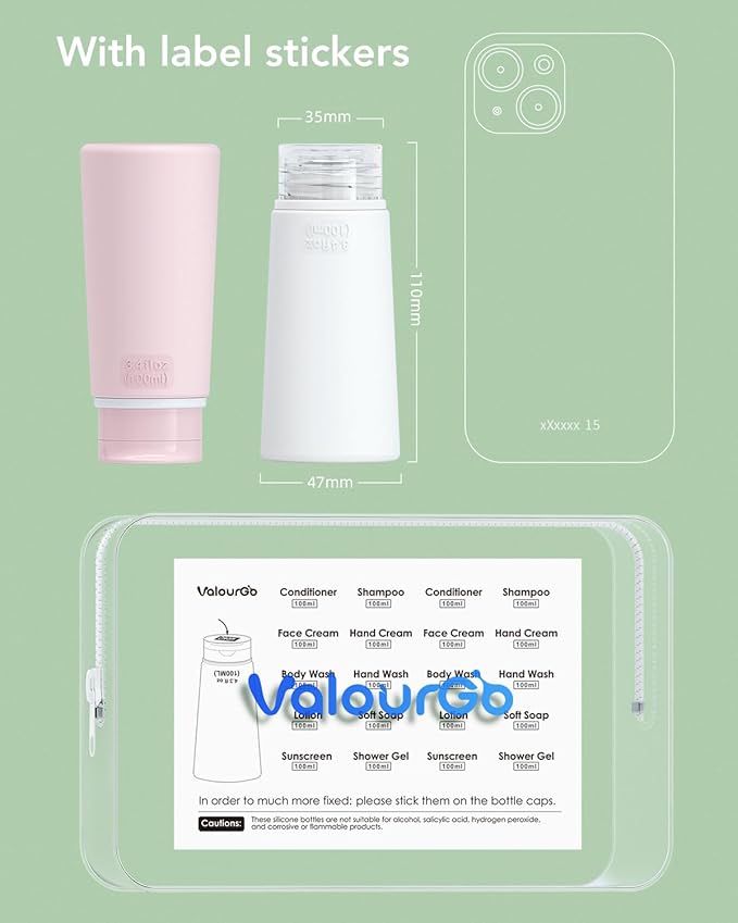 Valourgo Travel Bottles for Toiletries Tsa Approved Travel Size Containers BPA - Image 2