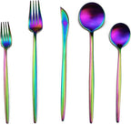 Matte Rainbow Silverware, Gugrida 5-Piece 18/10 Stainless Steel Flatware Set - Image 4