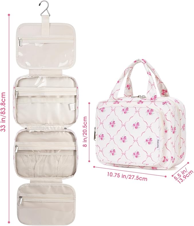 Narwey Hanging Toiletry Bag for Women Travel Makeup Bag Organizer Toiletries - Image 7
